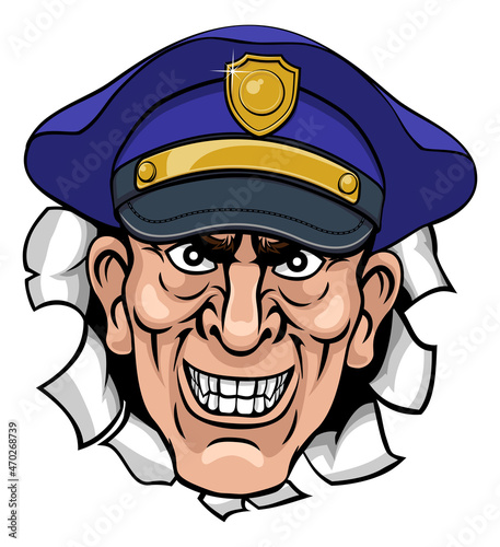 Policeman Mean Police Officer Ponting Cartoon