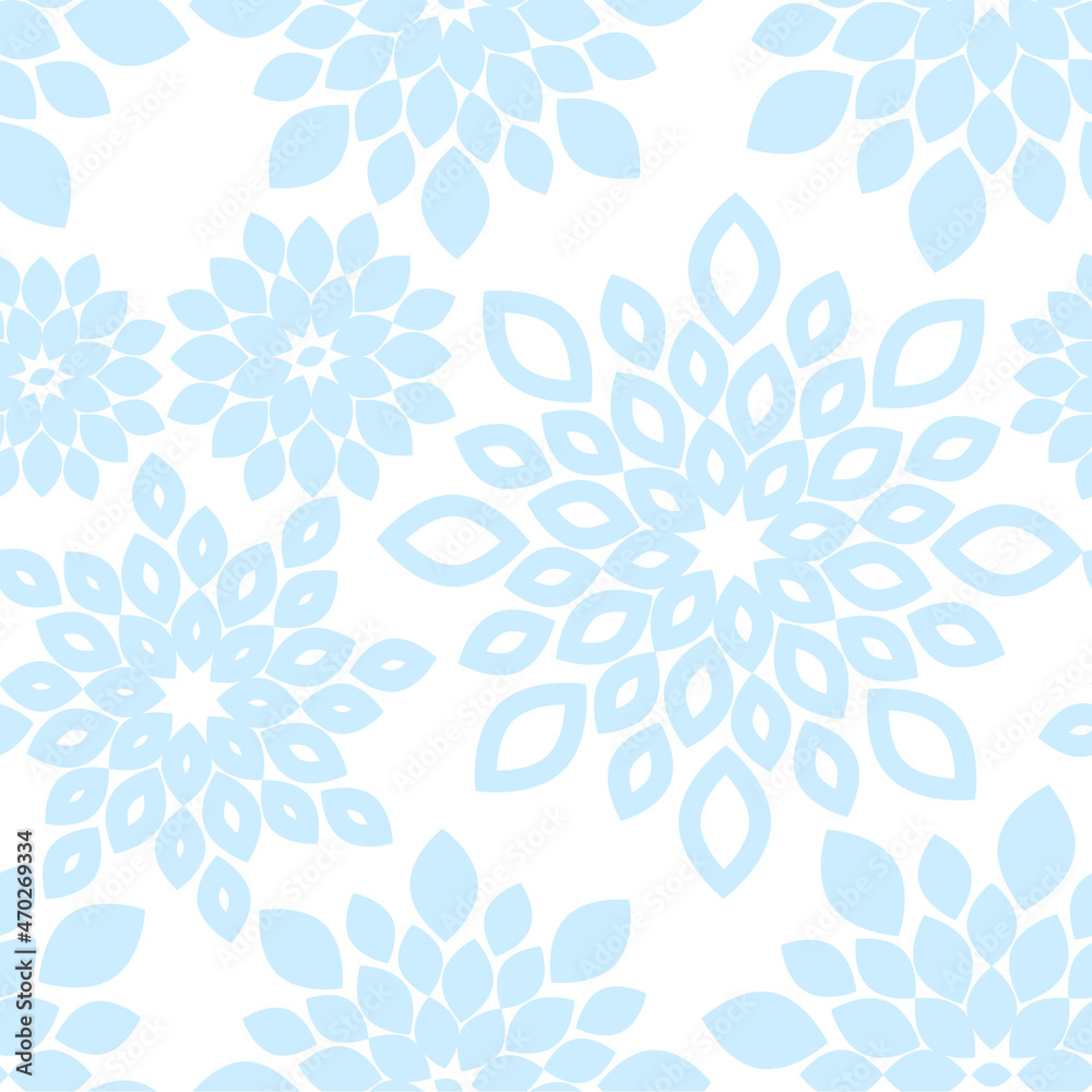 Fototapeta premium Pastel Blue and White Floral Repeat Pattern Background
