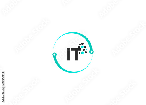 Initial based clean and minimal Logo. IT H I letter creative technology monogram icon symbol and vector design