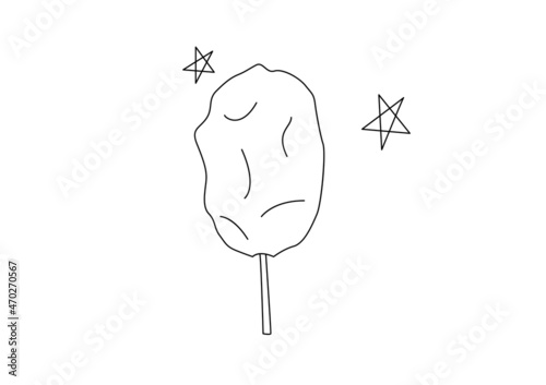 Vector minimalistic  cotton candy  in outline style isolated on white background. Can be used to design holiday cards, presentations, websites
