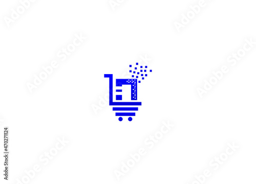 E-commerce logo. Abstract shopping logo. Online shop logo with white background.