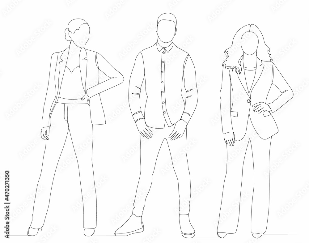 people drawing one line on white background, vector people drawing one line on white background, vector