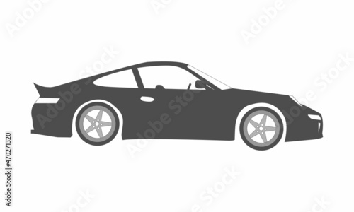 Black moving car icon isolated on white background. Suitable for all businesses. photo