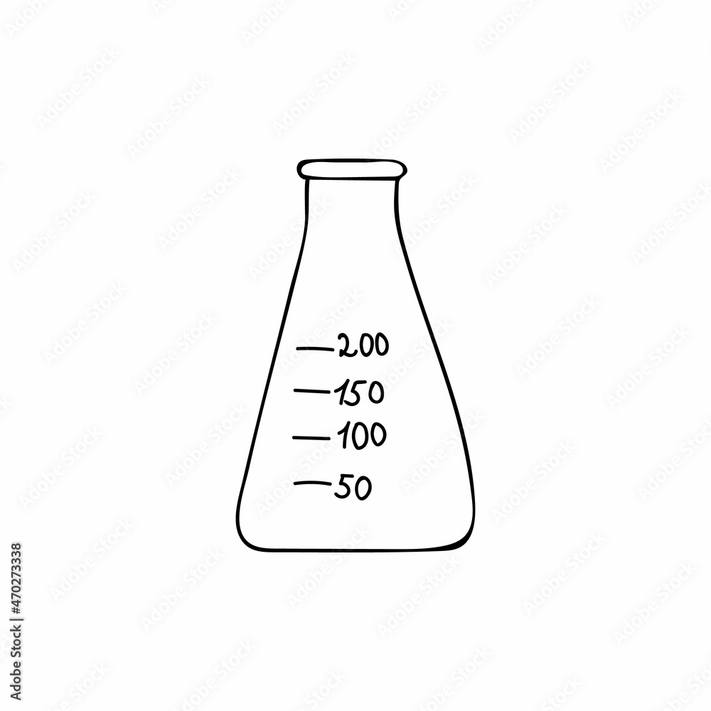Doodle laboratory glass equipment in vector. Hand drawn laboratory glass in vector. Doodle chemistry concept with lab glass Doodle laboratory glass equipment in vector. Hand drawn laboratory glass in vector. Doodle chemistry concept with lab glass