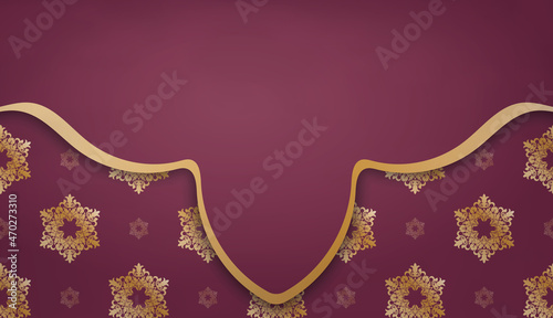 Burgundy background with abstract gold pattern and place under your text