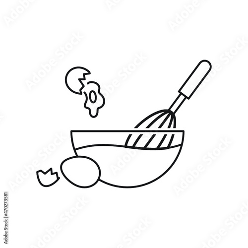 Bowl egg whisk icon. Simple line  outline cooking icons