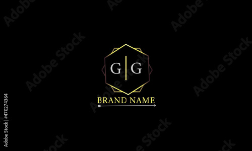 GG is unique luxury logo with a attractive golden color and black background.