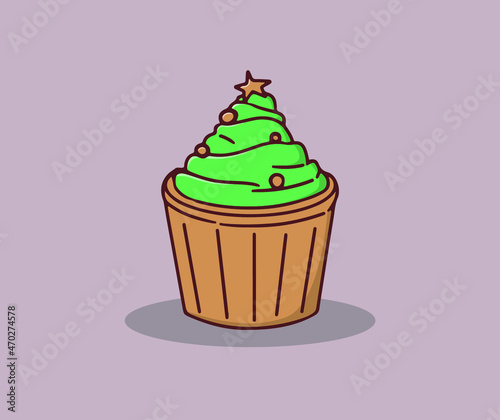 Spruce shaped cupcakes hand drawing illustration