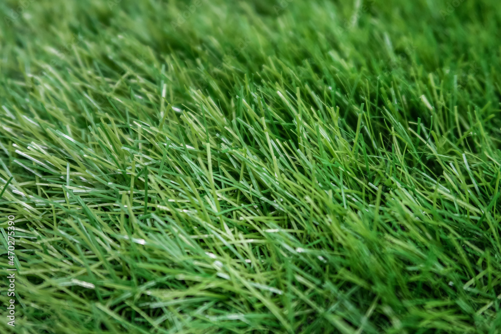 a fragment of a plastic lawn in a shallow depth of field
