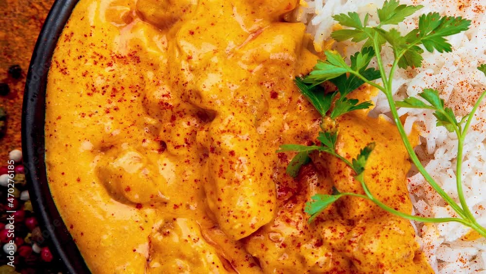 Indian butter chicken curry with basmati rice Indian butter chicken curry with basmati rice