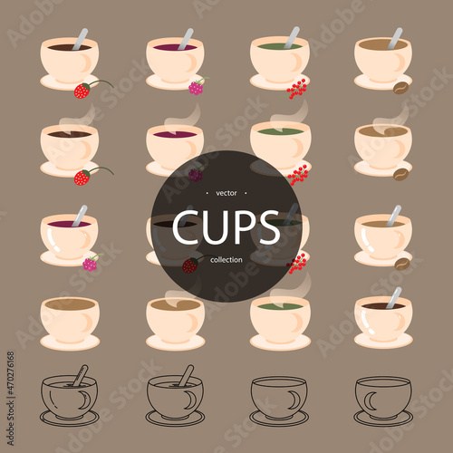 collection of vector cups