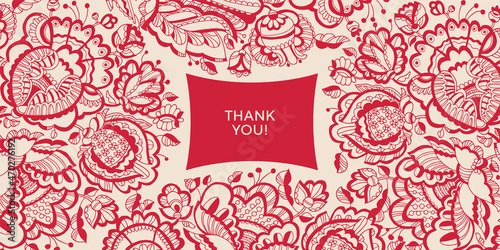 Red rustic style floral embroidery elements
