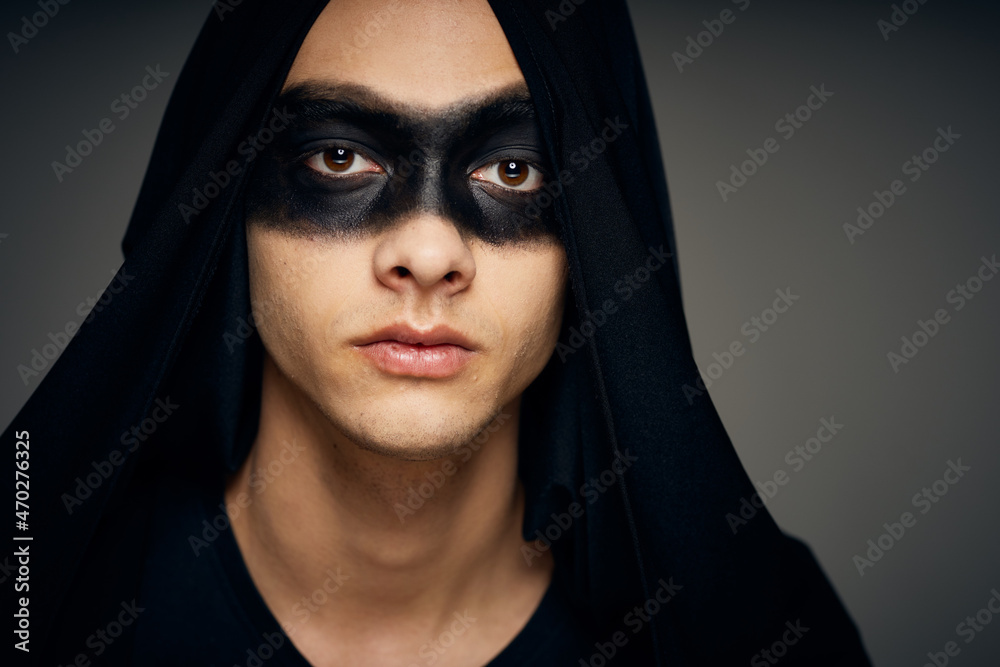man in black mask halloween horror ghost dark background man in black mask halloween horror ghost dark background