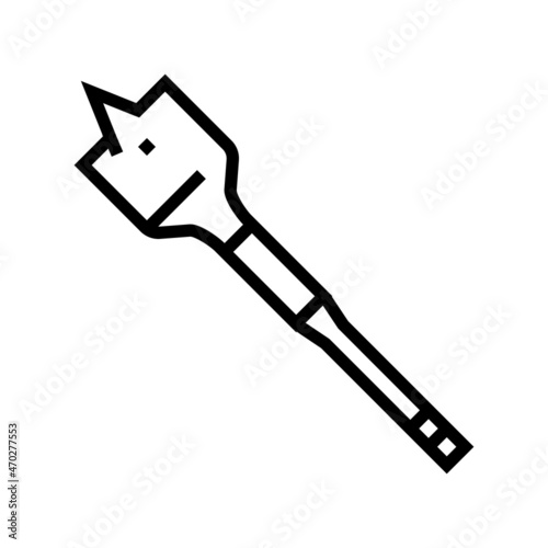 spade bit for drilling line icon vector. spade bit for drilling sign. isolated contour symbol black illustration