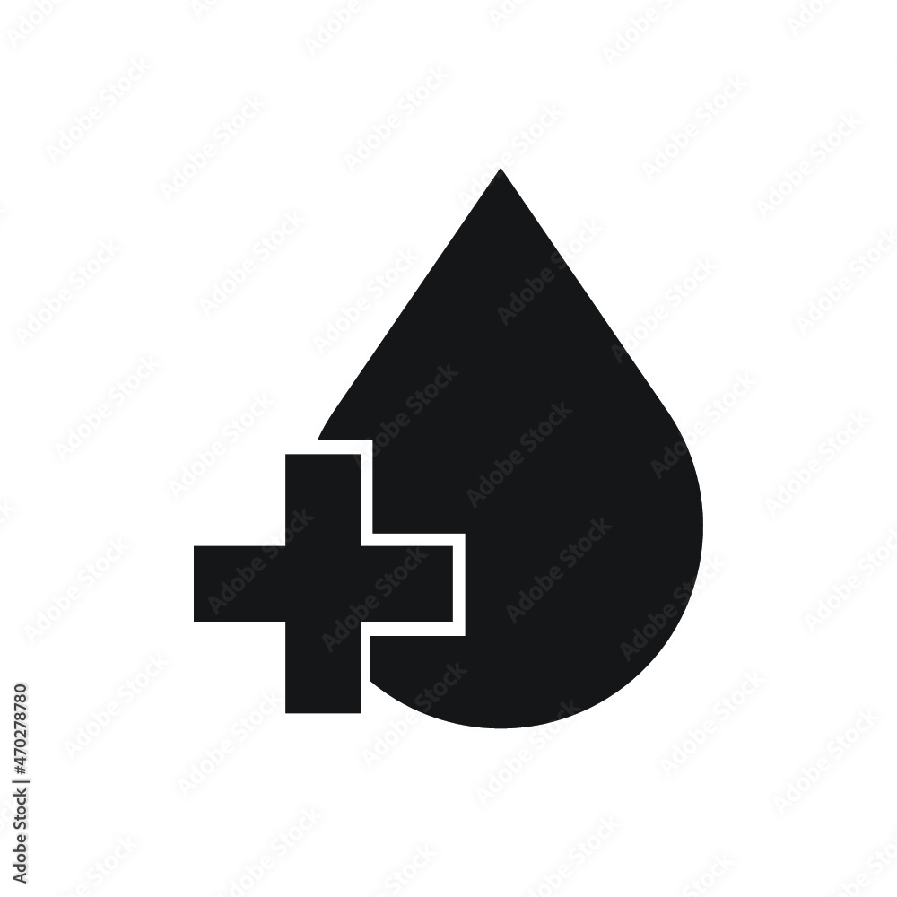 drop of blood and medical cross. simple icon drop of blood and medical cross. simple icon