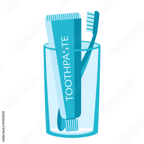 empty glass toothpaste and toothbrush