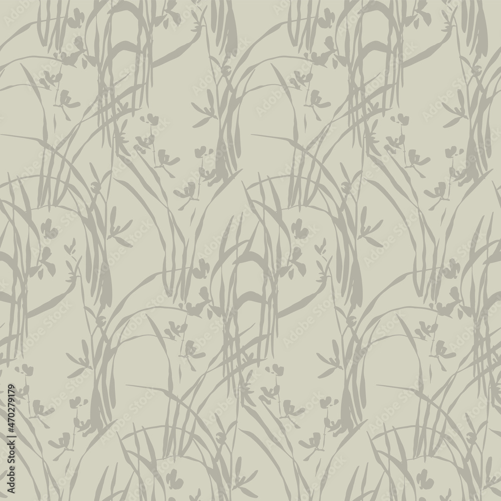 Fototapeta premium Soft tender orchid flowers sketch seamless pattern