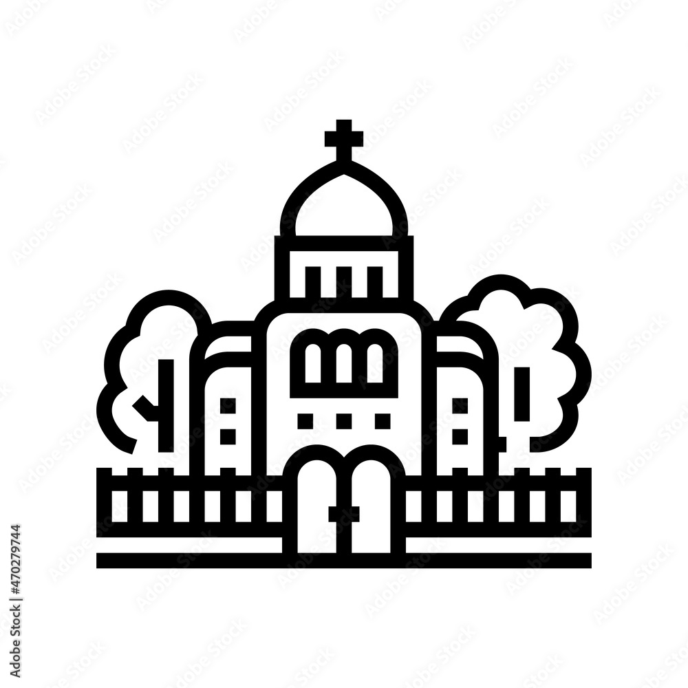 temple cathedral praying building line icon vector. temple cathedral praying building sign. isolated contour symbol black illustration