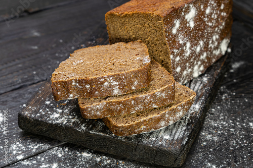 Sliced rye bread on the table