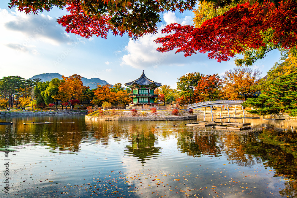 Gyeongbokgung palace in autumn South Korea.