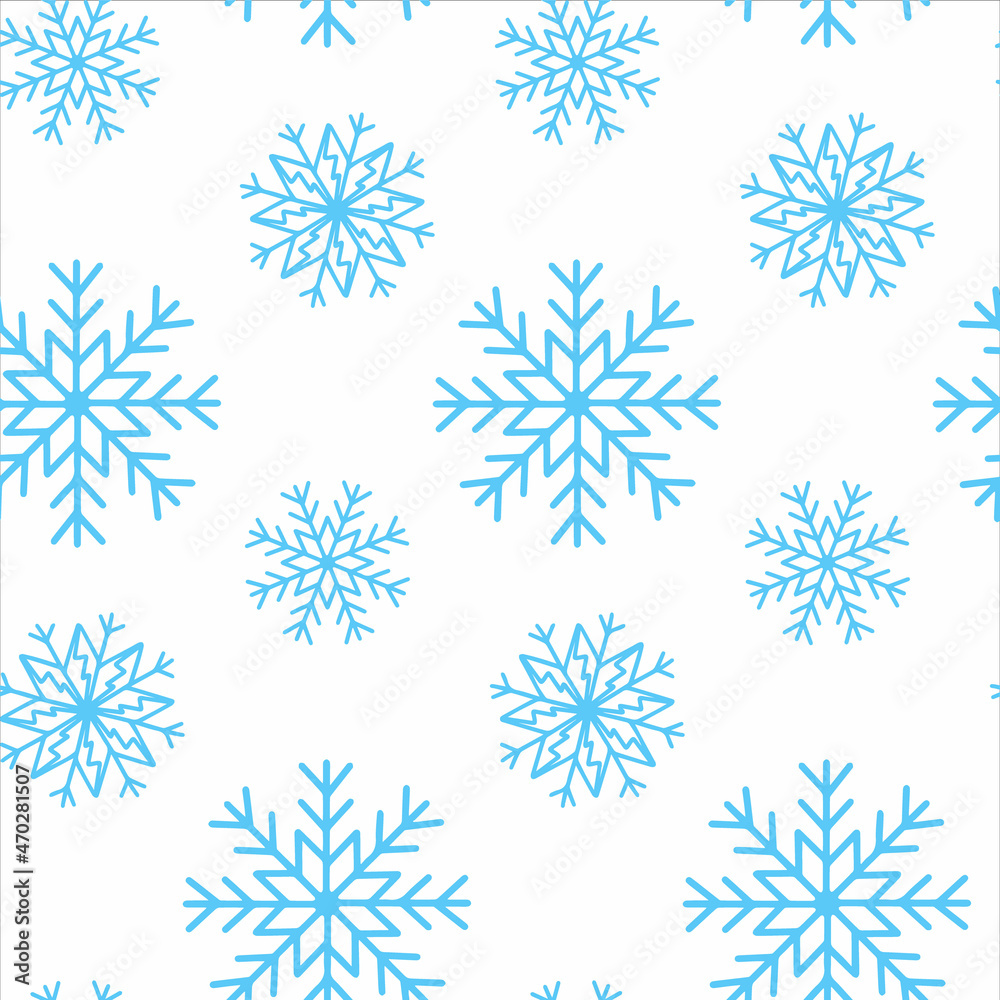 Cute Christmas seamless pattern with snowflakes isolated on white background. Happy new year wallpaper and wrapper for seasonal design, textile, decoration, greeting card. Hand drawn prints and doodle Cute Christmas seamless pattern with snowflakes isolated on white background. Happy new year wallpaper and wrapper for seasonal design, textile, decoration, greeting card. Hand drawn prints and doodle
