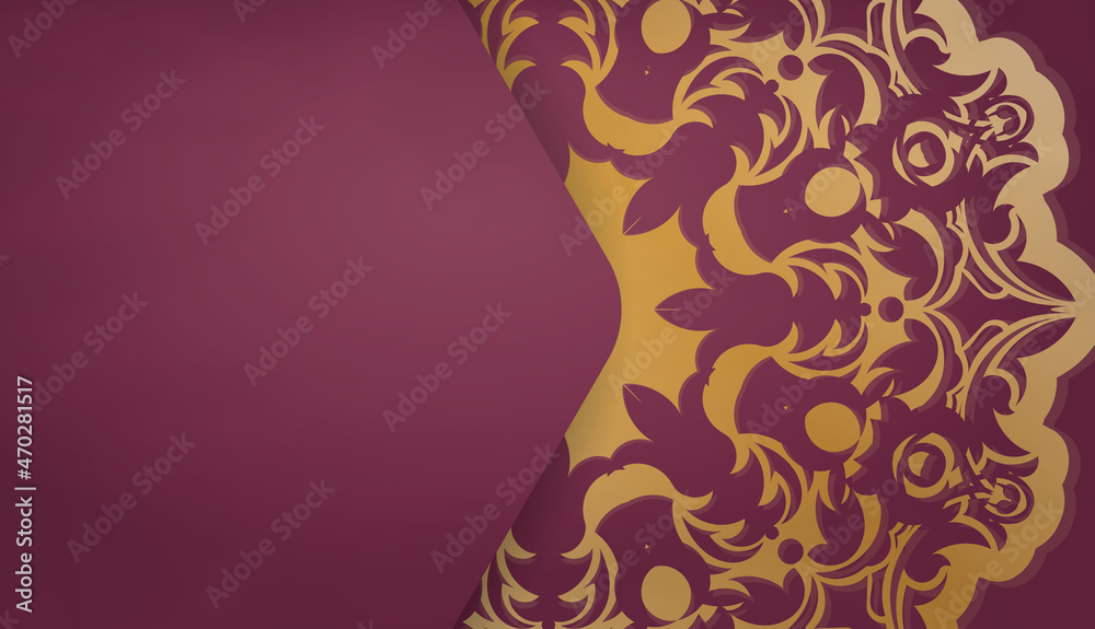 Burgundy background with mandala gold pattern and place under the logo Burgundy background with mandala gold pattern and place under the logo
