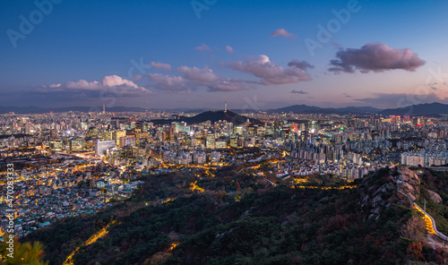 view of the city at night Seoul, South Korea. 