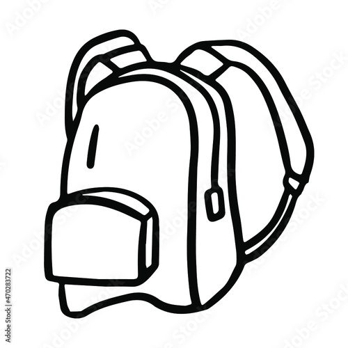 Backpack in doodle style. Isolated vector.