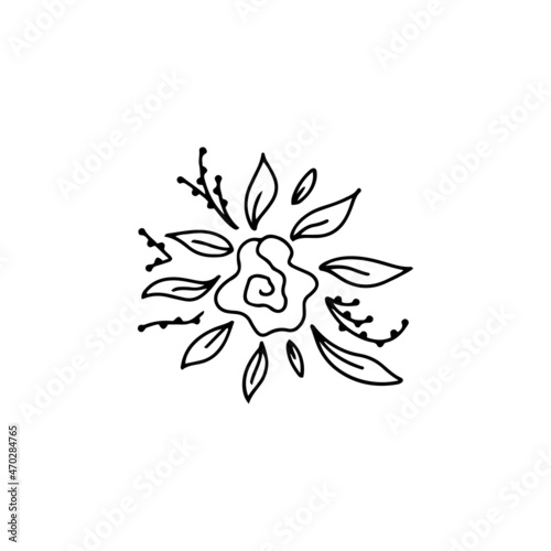 Simple flowers with leaves element for decorative design. 