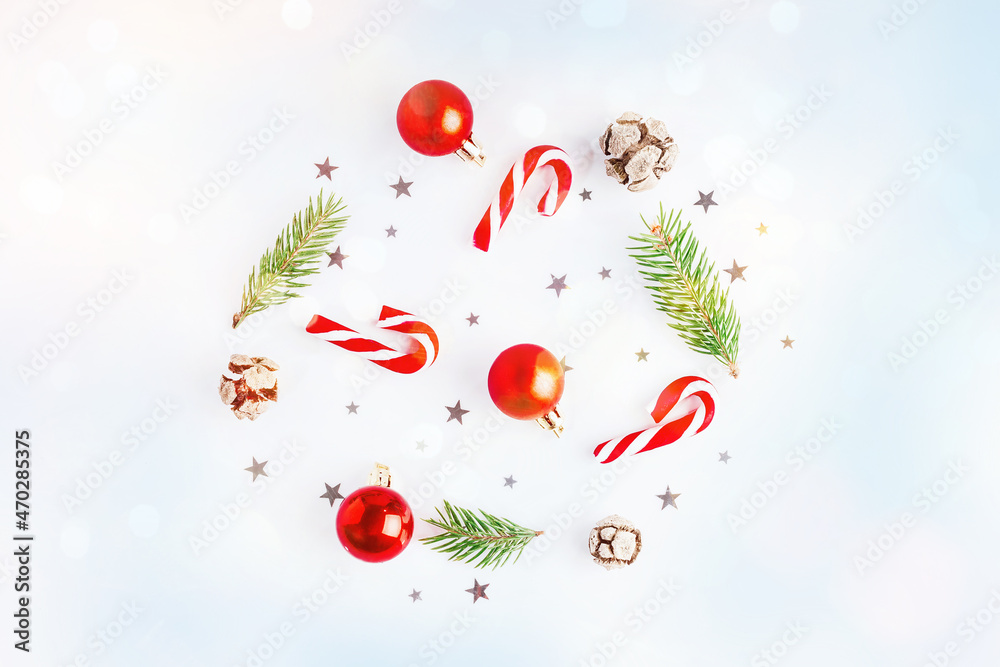 New Year gifts.Christmas and New Year background. Bright Winter holiday composition. Greeting card, banner, poster.Christmas composition. Gifts, spruce branches, red decorations on a white background. New Year gifts.Christmas and New Year background. Bright Winter holiday composition. Greeting card, banner, poster.Christmas composition. Gifts, spruce branches, red decorations on a white background.
