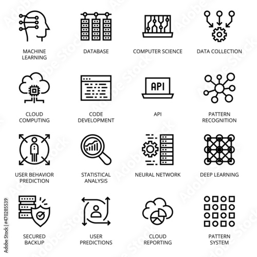 Data Science outline Icons - stroke, vector