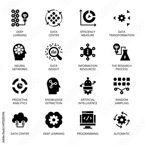 Data Science glyph Icons - Vectors