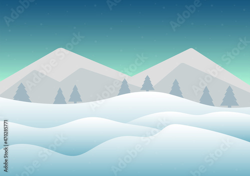 Winter mountains landscape with pine forest © giftography
