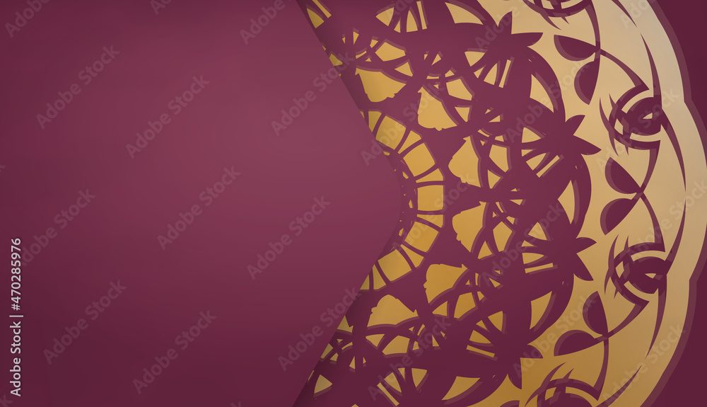 Burgundy banner template with golden mandala and place for your logo Burgundy banner template with golden mandala and place for your logo
