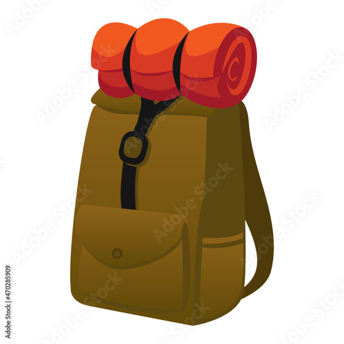 camping backpack and sleeping bag