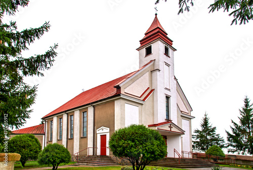 Built in 1981-1982, the Catholic Church of the Blessed Virgin Mary, Queen of Families in Boguszewo in Podlasie, Poland.