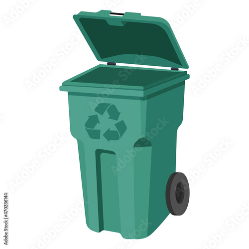 empty green recycling garbag bin