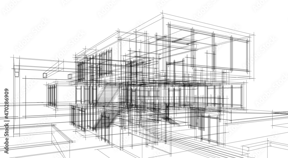 Modern house architectural drawing