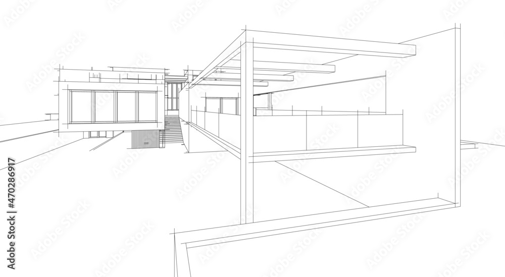 Modern house architectural drawing Modern house architectural drawing