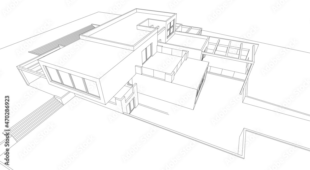 Fototapeta premium Modern house architectural drawing