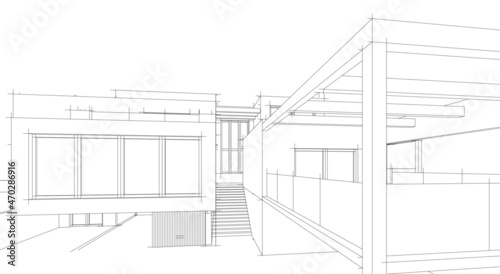 Modern house architectural drawing