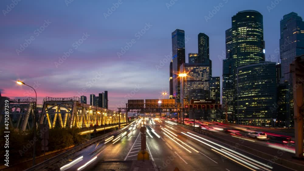 Time lapse of traffic in Moscow, Russia