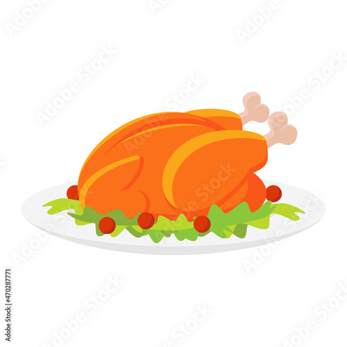 food roaster turkey chicken with vegetable decoration