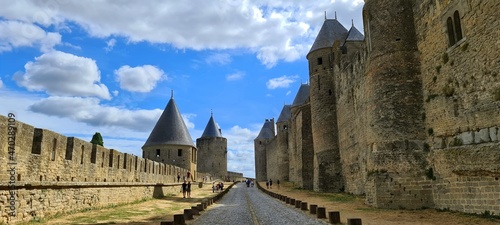 Inside the walled city of Carcassonne, France photo