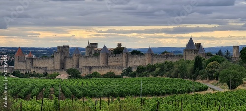 Outside the walled city of Carcassonne, France