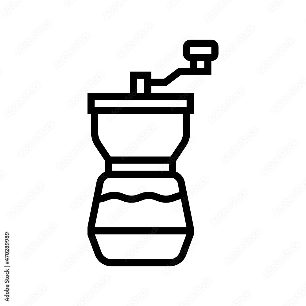 mill coffee grinder manual line icon vector. mill coffee grinder manual sign. isolated contour symbol black illustration mill coffee grinder manual line icon vector. mill coffee grinder manual sign. isolated contour symbol black illustration