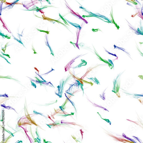 Abstract brush strokes with long tails, isolated. Rainbow colors, seamless pattern.