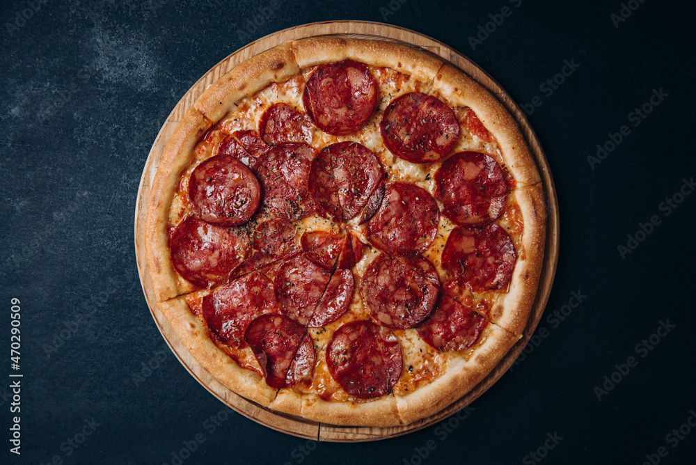 pizza meat cheese food fast food italian pepperoni Stock Photo Adobe