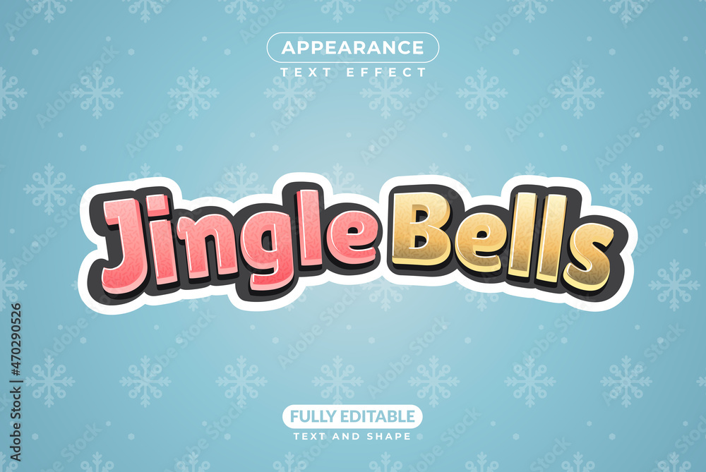 Editable Text Effect Jingle Bells Merry Christmas Holiday Event Vector Style