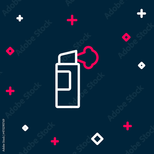 Line Pepper spray icon isolated on blue background. OC gas. Capsicum self defense aerosol. Colorful outline concept. Vector